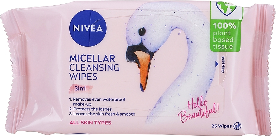 Mizellentücher zum Abschminken - NIVEA Biodegradable Micellar Cleansing Wipes 3 In 1 Swan  — Bild N1