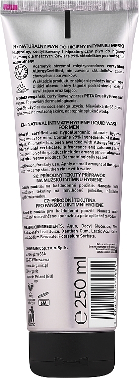 Natürliche Flüssigkeit für die Intimhygiene für Männer - 4Organic Natural Intimate Wash For Men — Bild N2