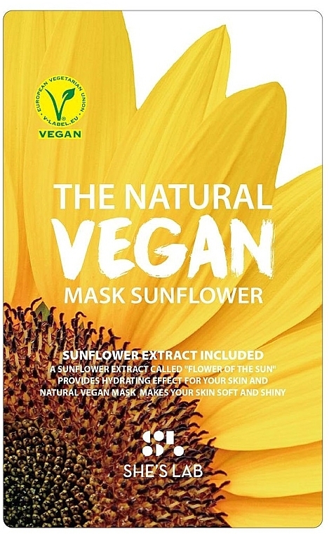 Feuchtigkeitsspendende Tuchmaske für einen frischen Teint mit Sonnenblumenextrakt - She’s Lab The Natural Vegan Mask Sunflower — Bild N1