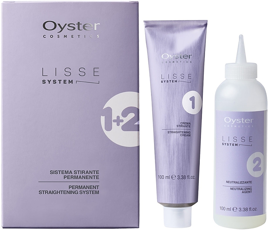 Set für permanente Haarglättung - Oyster Cosmetics Lisse System (Creme 100ml + Neutalisator 100ml + Handschuh 1St.) — Bild N1