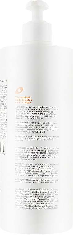 Feuchtigkeitsspendende Crememilch für den Körper mit Haferextrakt mit Spender - Interapothek Leche Hidratante Corporal — Bild N2