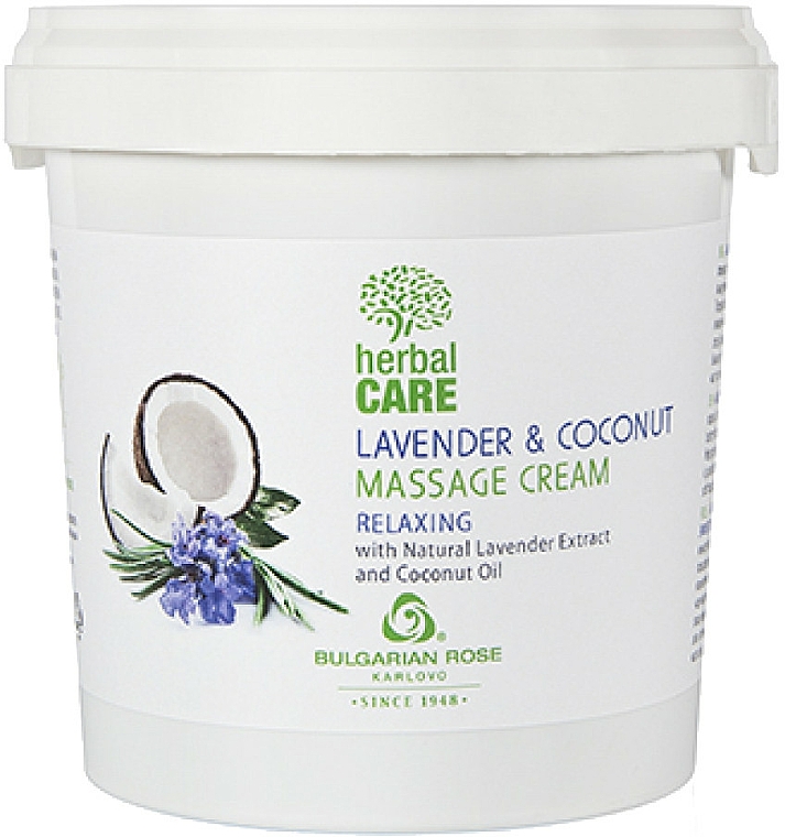 Entspannende Massagecreme für den Körper mit Lavendelextrakt und Kokosnussöl - Bulgarian Rose Herbal Care Lavender & Coconut Massage Cream — Bild N4