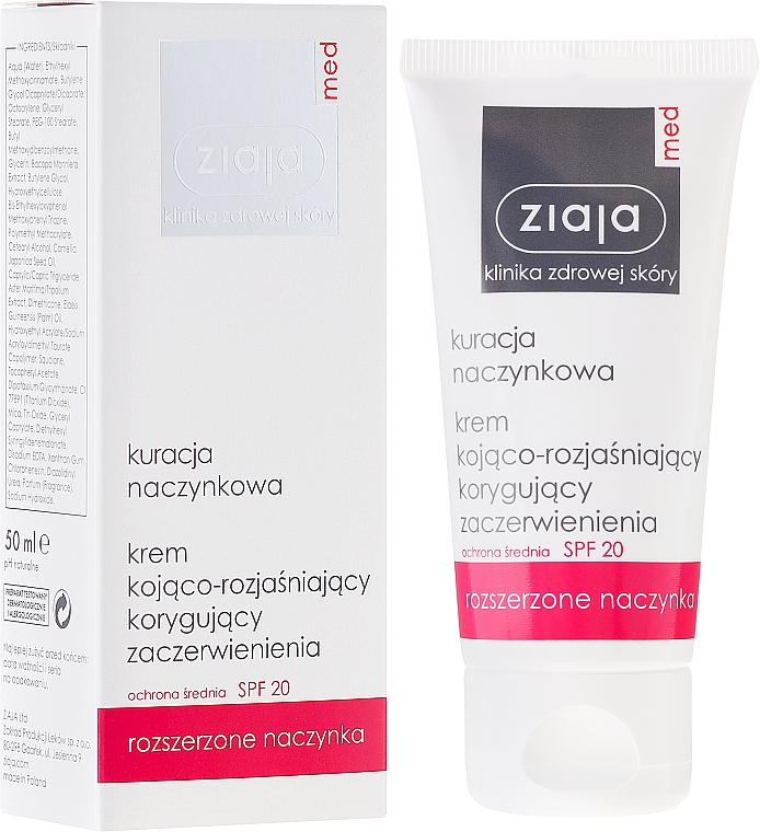 Beruhigende und aufhellende Gesichtscreme gegen Rötungen SPF 20 - Ziaja Med Soothing And Whitening Cream SPF 20 — Bild N1