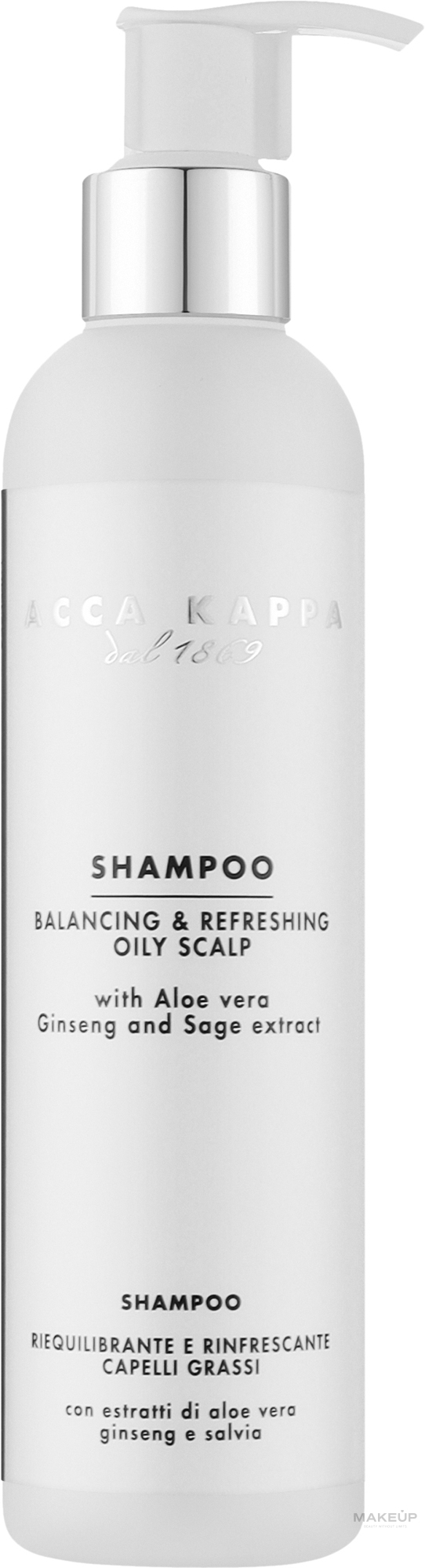 Revitalisierendes Shampoo für fettige Kopfhaut mit Aloe Vera und Ginseng - Acca Kappa Shampoo Oily Scalp — Bild 250 ml