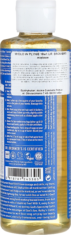 18in1 Flüssigseife mit Pfefferminze für Körper und Hände - Dr. Bronner’s 18-in-1 Pure Castile Soap Peppermint — Bild N4