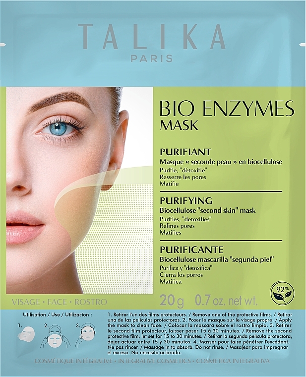 Reinigende und porenstraffende Tuchmaske mit Zimt, Arnika und Argan-Nuss - Talika Bio Enzymes Purifying Mask — Bild N1