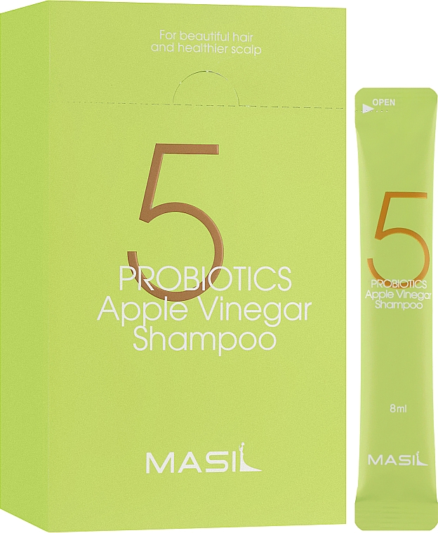 Mildes sulfatfreies Shampoo mit Pfropfen und Apfelessig - Masil 5 Probiotics Apple Vinegar Shampoo (prybka) — Bild N2