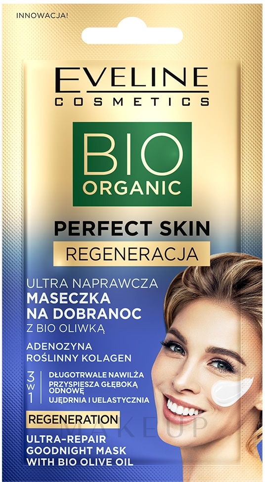 Revitalisierende Nachtmaske mit Bio-Olivenöl - Eveline Cosmetics Perfect Skin Regeneration Ultra-Repair Goodnight Mask With Bio Olive Oil — Bild 8 ml