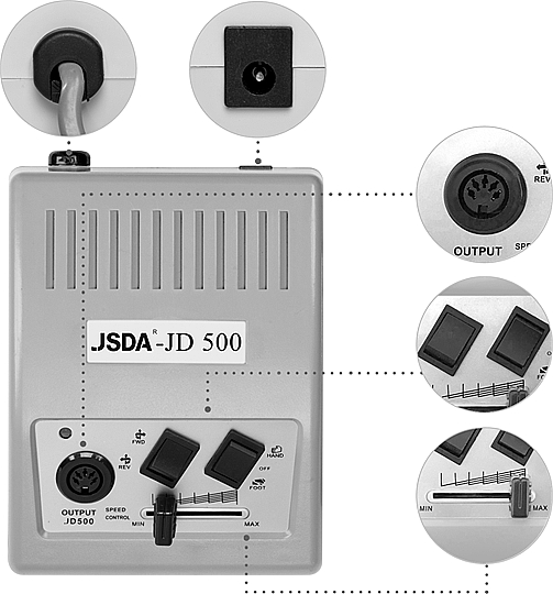 Elektrischer Nagelfräser für Maniküre und Pediküre JD 500 silbern - NeoNail Professional JSDA Nail Drill JD 500 Silver 35W — Bild N3