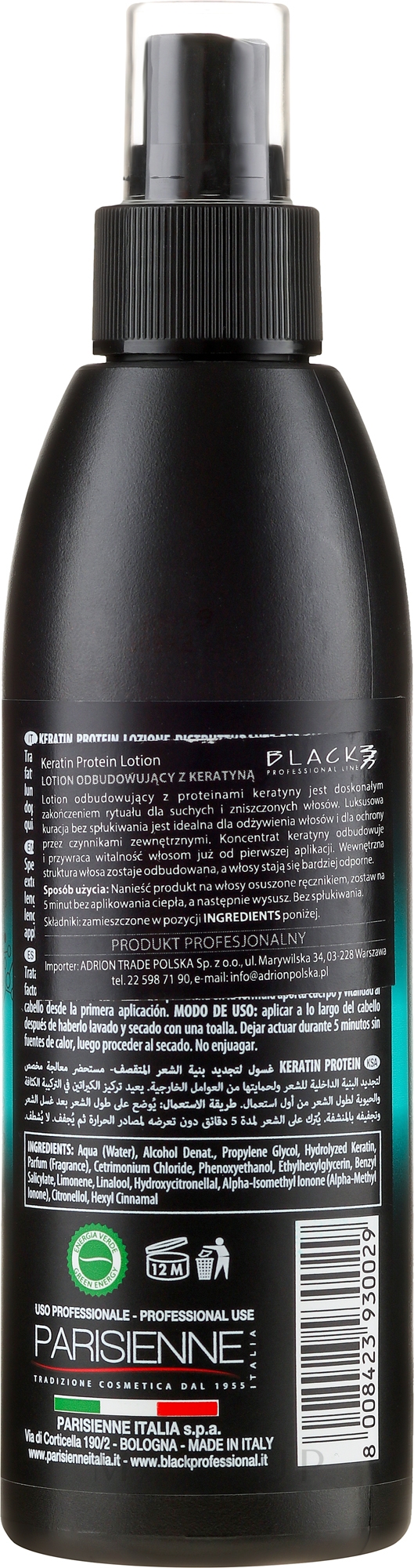 Restrukturierende Haarlotion für strapaziertes Haar mit Keratin - Black Professional Line Keratin Protein Restructuring Lotion — Bild 200 ml