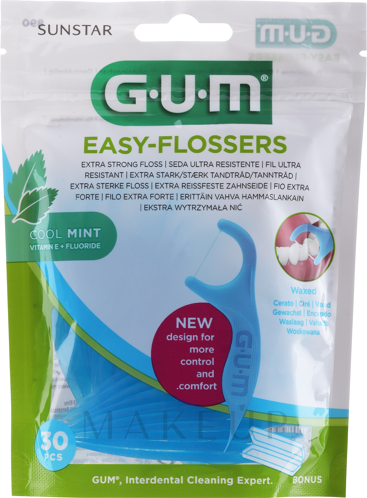 Zahnseide mit Fluorid 30 St. - Sunstar Gum Easy Flossers Vitamin E — Bild 30 St.