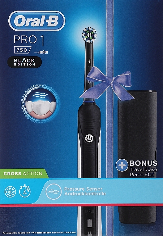 Elektrische Zahnbürste schwarz - Oral-B Pro 750 Cross Action Black Edition  — Bild N1