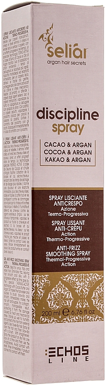 Glättendes thermoaktives Haarspray für krauses und widerspenstiges Haar mit Arganöl und Kakaobutter - Echosline Seliar Discipline