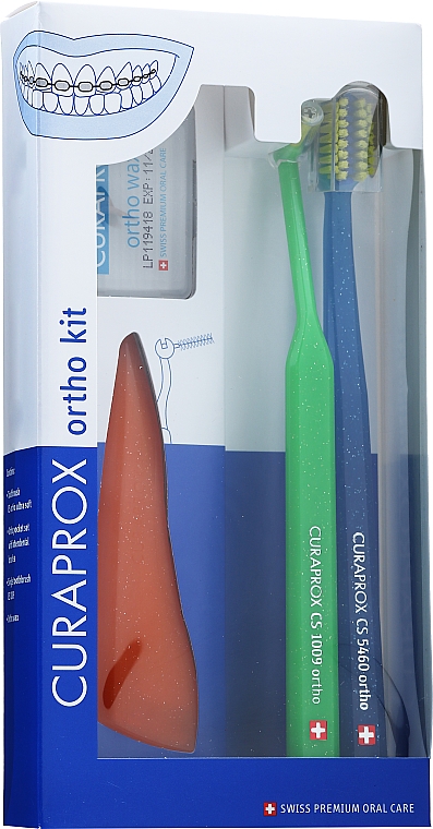 Set Variante 2 - Curaprox Ortho Kit (brush/1pcs + brushes 07,14,18/3pcs + UHS/1pcs + orthod/wax/1pcs + box) — Bild N1