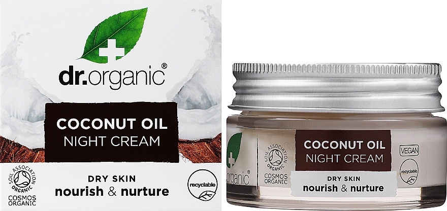 Anti-Aging Nachtcreme mit Bio Kokosnussöl und Aloe Vera - Dr. Organic Virgin Coconut Oil Night Cream — Bild N2
