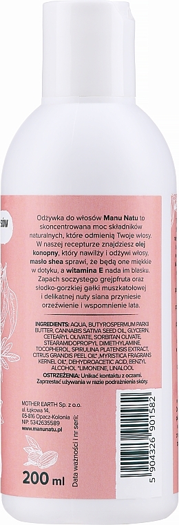 Feuchtigkeitsspendende und nährende Haarspülung mit Hanföl und Vitamin E - Manu Natu Natural Hemp Oil Hair Conditioner — Bild N2