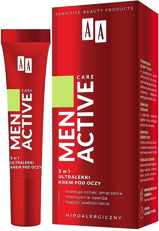 Ultraleichte Augencreme 3in1 - AA Cosmetics Men Active Care — Bild N1