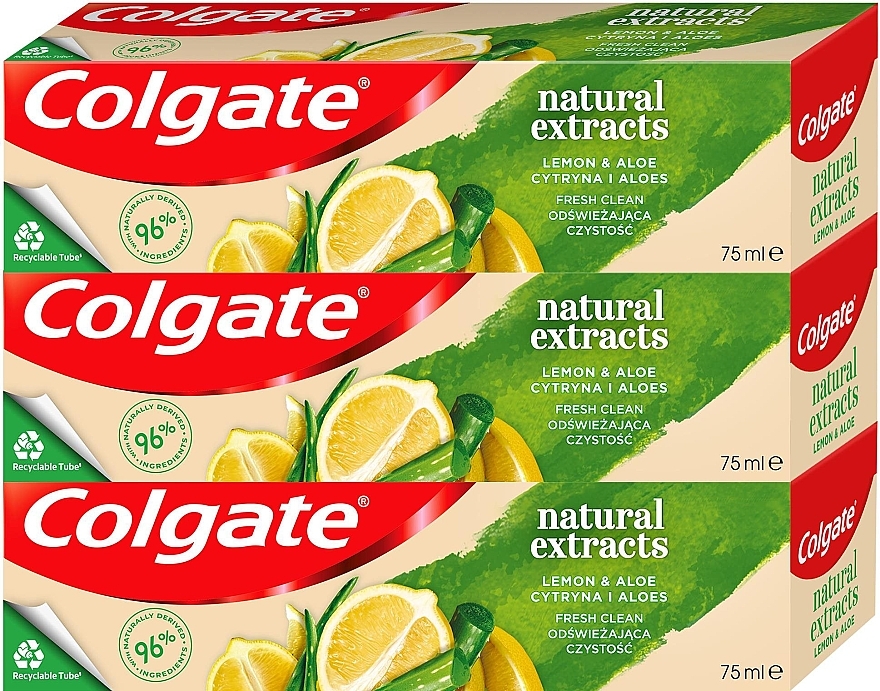 Set - Colgate Natural Extracts Ultimate Fresh Clean Lemon & Aloe Trio (toothpaste/3x75ml) — Bild N2