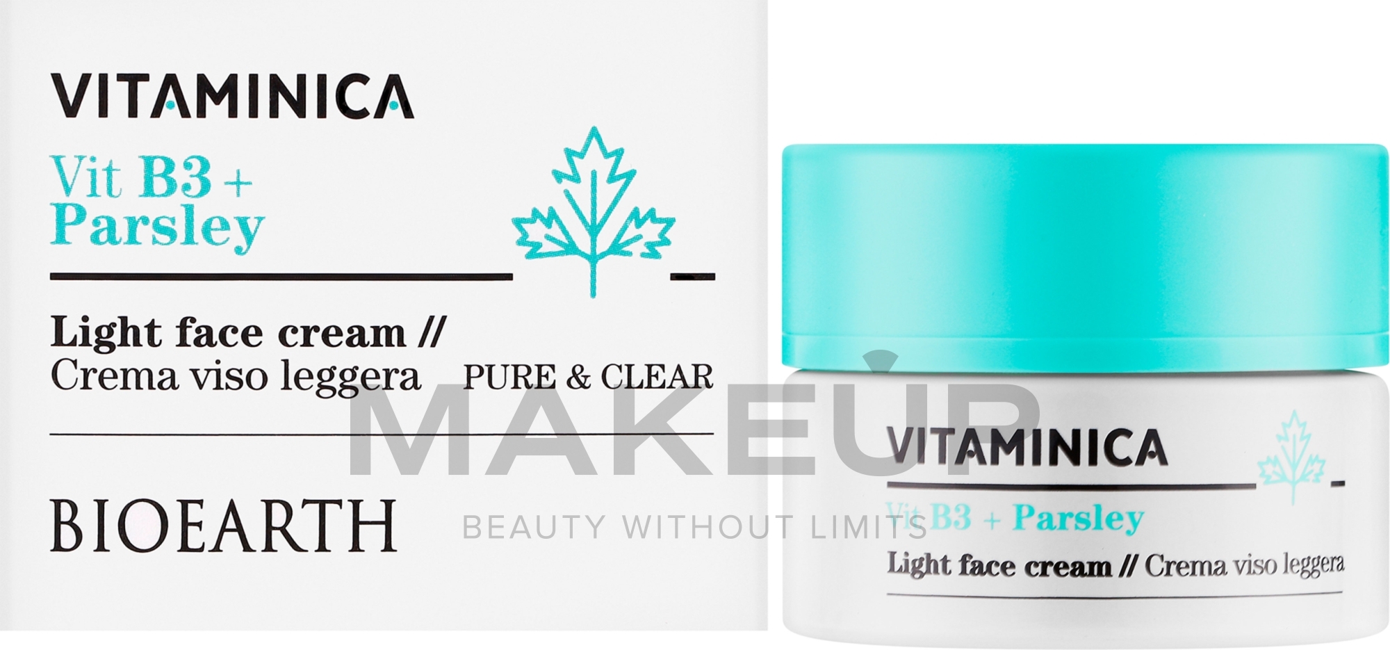 Leichte Gesichtscreme - Bioearth Vitaminica Vit B3 + Parsley Light Face Cream  — Bild 50 ml
