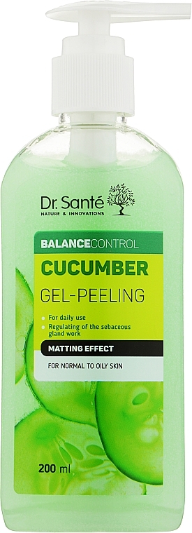 Sanftes Peeling-Gel für Gesicht mit Gurken- und Kamelienextrakt - Dr. Sante Cucumber Balance Control