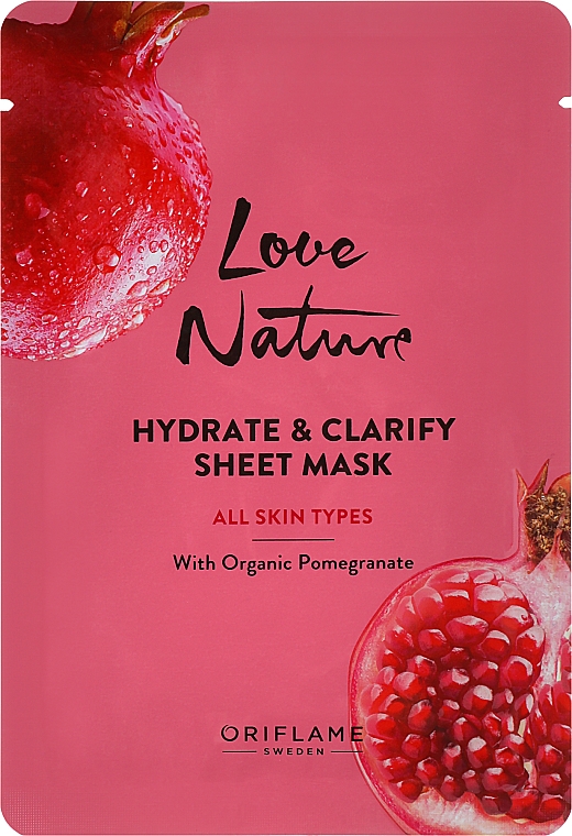 Reinigungstuch-Maske Granatapfel - Oriflame Love Nature Hydrate & Clarify Sheet Mask — Bild N1