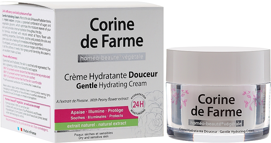 Feuchtigkeitsspendende Gesichtscreme mit Pfingstrosenextrakt - Corine de Farme