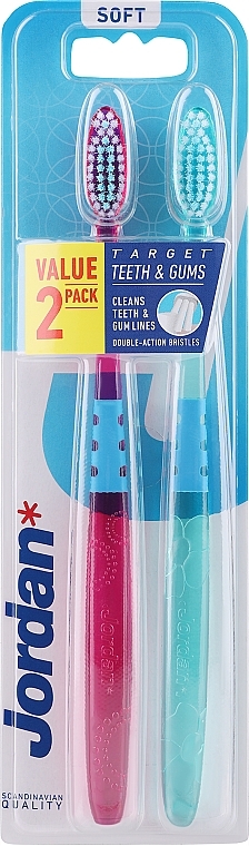 Zahnbürste weich Target Teeth & Gums violett, grün 2 St. - Jordan Target Teeth & Gums Soft Toothbrush  — Bild N8