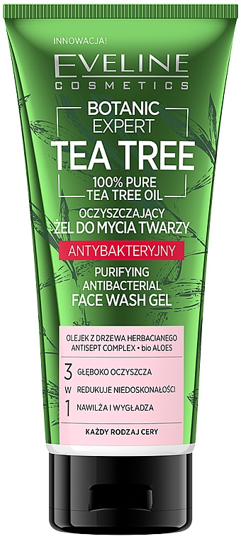 Antibakterielles Gesichtsreinigungsgel mit Teebaumöl - Eveline Cosmetics Botanic Expert Tea Tree Face Wash Gel