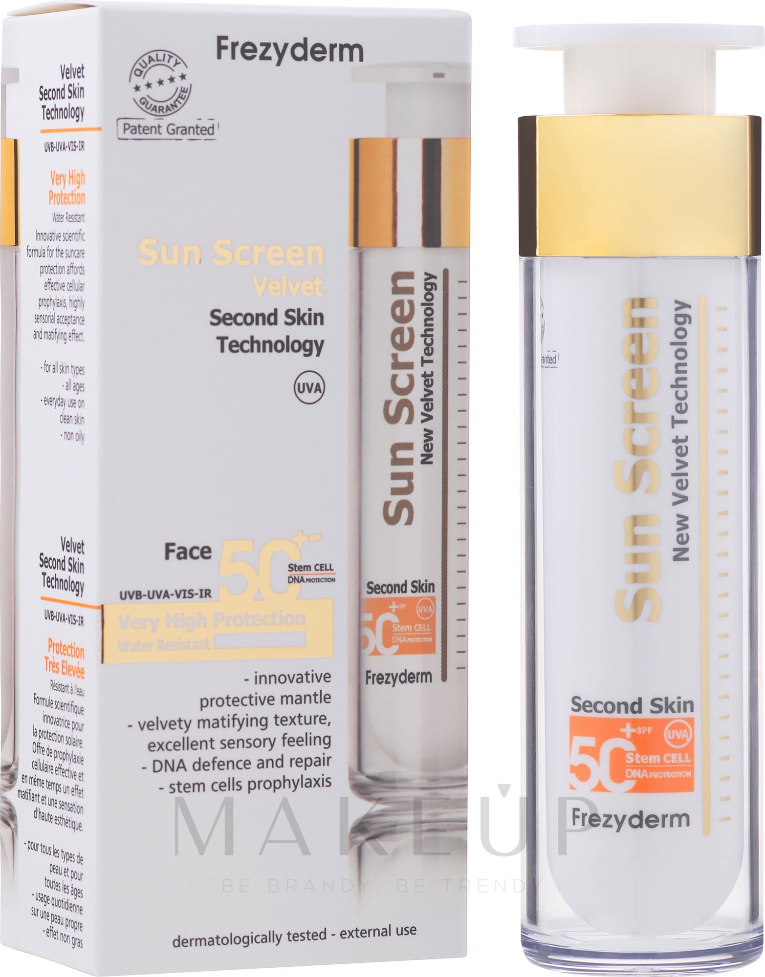 Sonnenschutzcreme für das Gesicht SPF 50+ - Frezyderm Sun Screen Velvet Face Cream SPF 50+ — Bild 50 ml