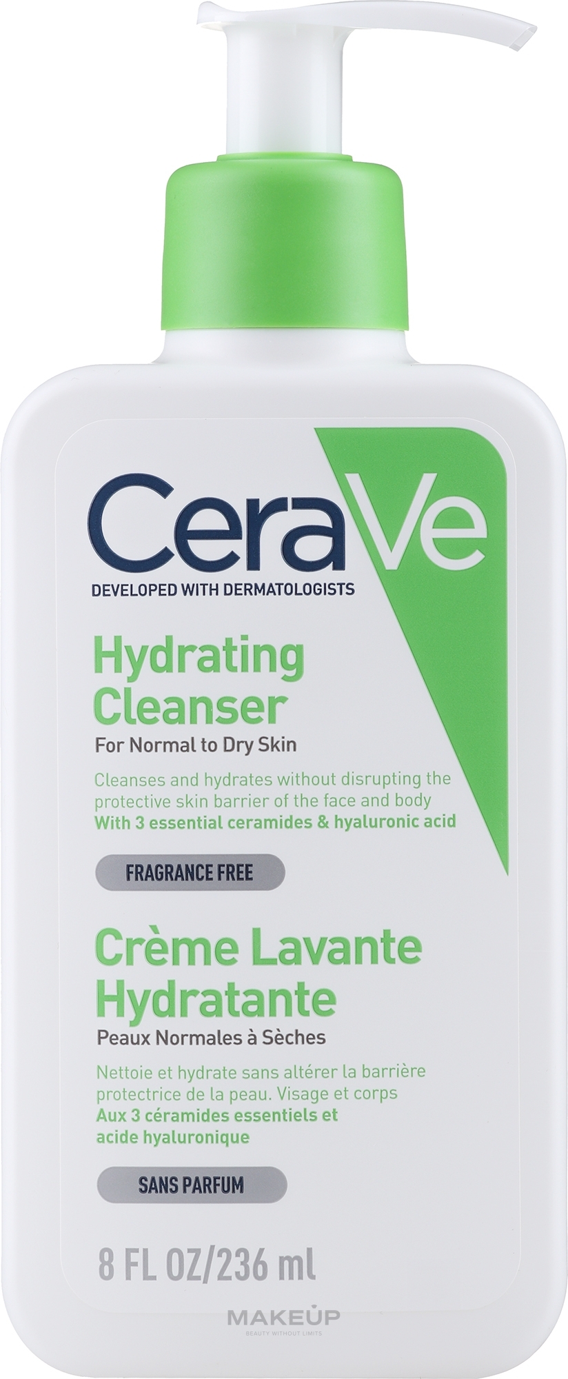 CeraVe Hydrating Cleanser - Feuchtigkeitsspendende Reinigungsemulsion für Körper und Gesicht mit 3 essentiellen Ceramiden und Hyaluronsäure  — Bild 236 ml