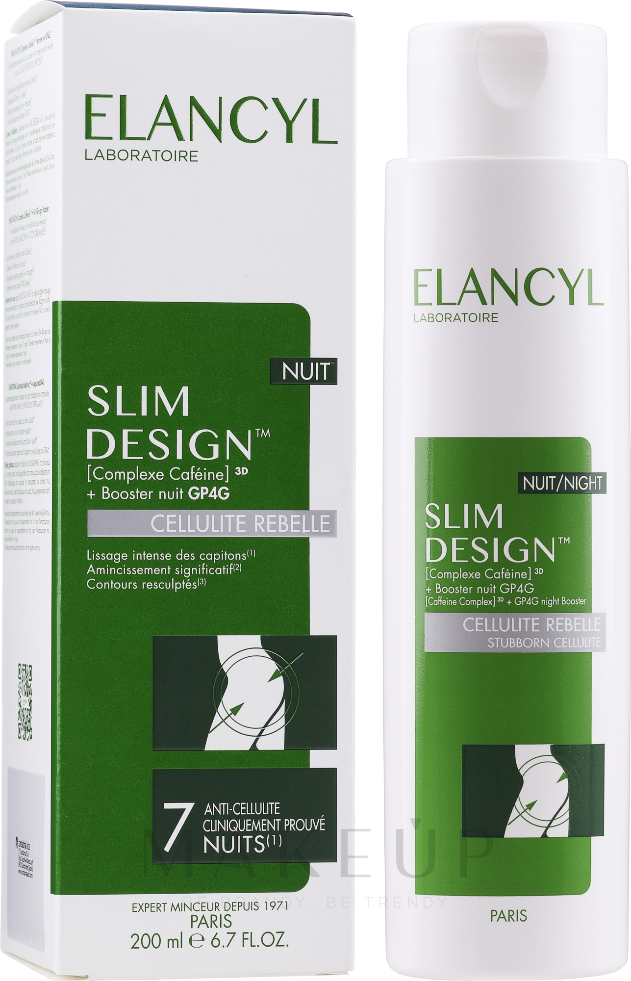 Anti-Cellulite Nachtkonzentrat mit Koffein - Elancyl Slim Design Night Stubborn Cellulite — Bild 200 ml