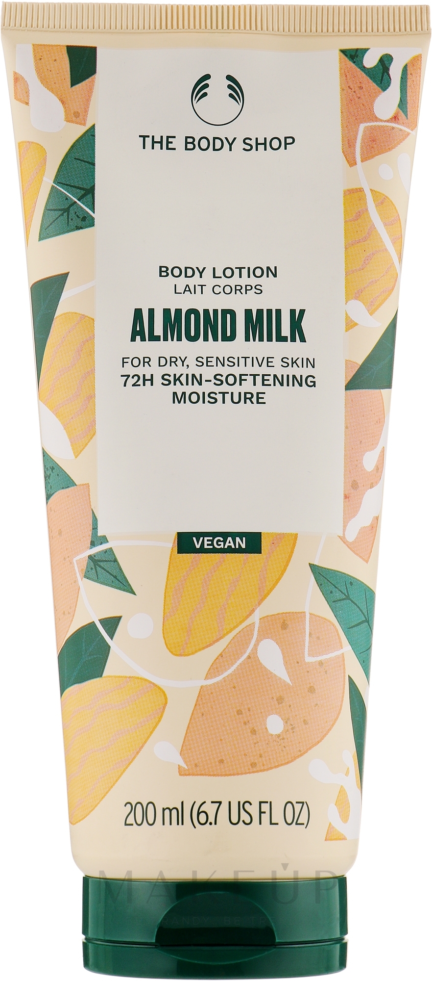 Feuchtigkeitsspendende Körperlotion für trockene und empfindliche Haut mit Mandelmilch - The Body Shop Almond Milk Body Lotion Vegan — Bild 200 ml