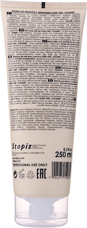 Volumengebende Haarmaske - Stapiz Sleek Line Repair Volume Mask (Tube)  — Bild N2