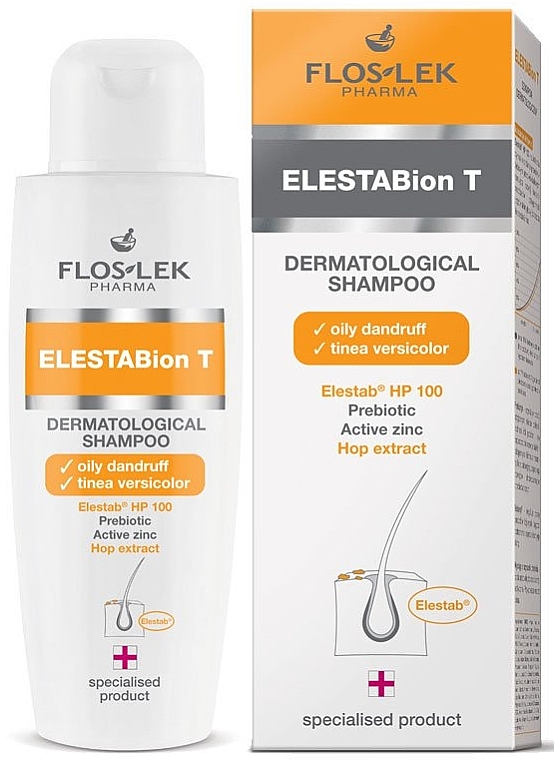 Spezialisiertes dermatologisches Shampoo für fettiges Haar und Schuppen - Floslek Elestabion T Dermatological Shampoo Oily Dandruff And Tinea Versicolor
