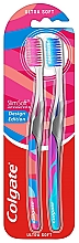 Zahnbürste extra weich rosa, blau 2 St. - Colgate Slim Soft Ultra Soft Design Edition — Bild N1