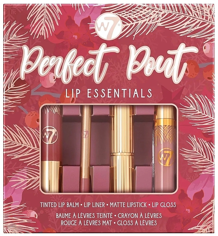 Lippen-Make-up-Set - W7 Perfect Pout (Lippenbalsam 4ml + Lippenkonturenstift 0.8g + Lippenstift 3.5g + Lipgloss 3.4ml) — Bild N2