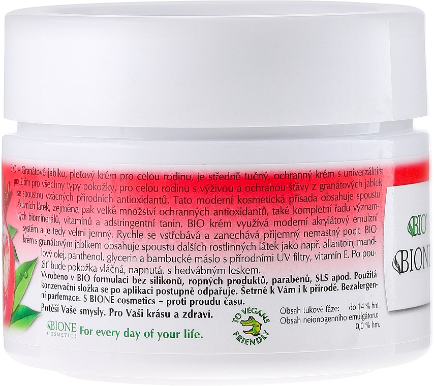 Gesichtscreme mit Granatapfel für die ganze Familie - Bione Cosmetics Pomegranate Facial Cream For The Whole Family With Antiox — Bild N2