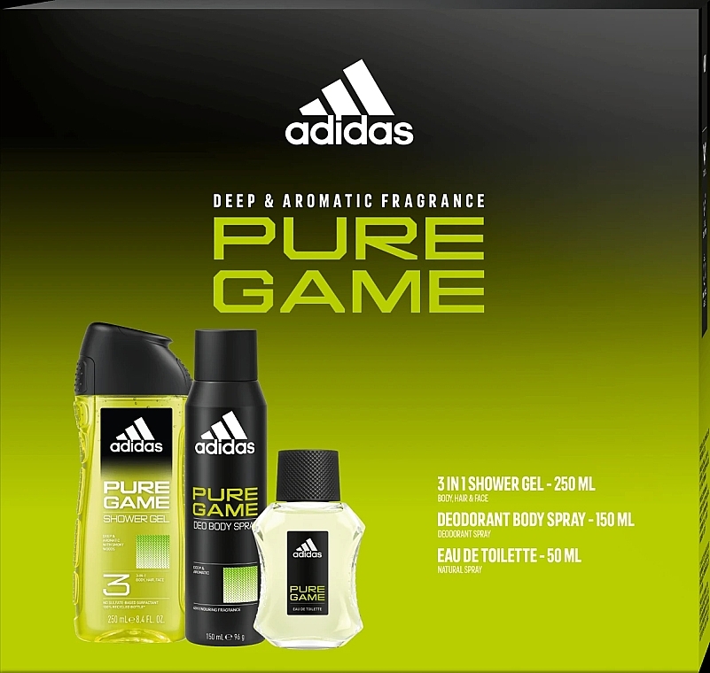 Adidas Pure Game - Duftset (Eau de Toilette 50 ml + Deospray 150 ml + Duschgel 250 ml)  — Bild N2