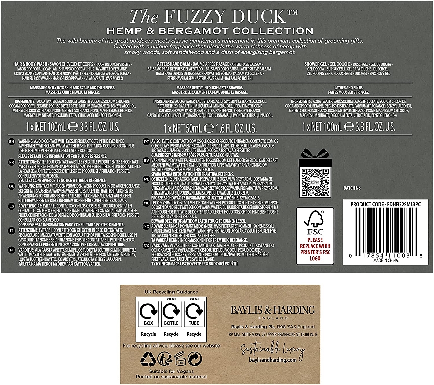 Körperpflegeset - Baylis & Harding The Fuzzy Duck Hemp & Bergamot  — Bild N3