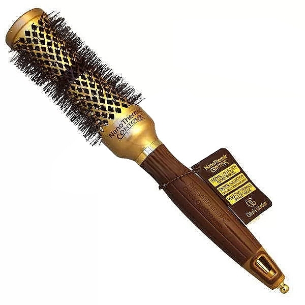 Rundbürste aus Bambus 35 mm - Olivia Garden Expert Blowout Curl Wavy Bristles Gold & Brown  — Bild N1