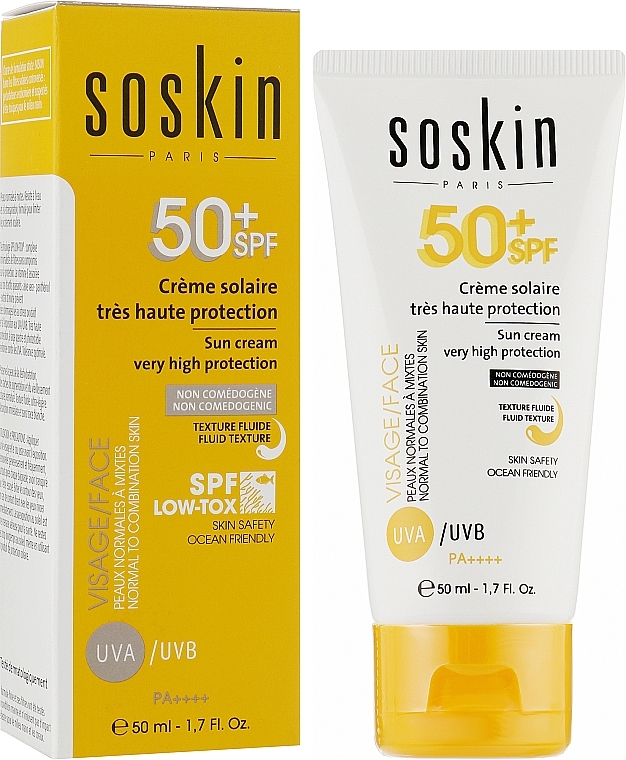 Sonnenschutz-Gesichtsflüssigkeit SPF 50+ - Soskin Sun Cream Very High Protection SPF50+ — Bild N3