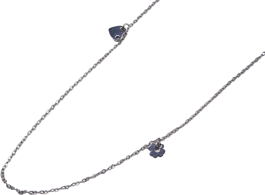 Halskette mit Blume und Herz silbern - Lolita Accessories — Bild N2