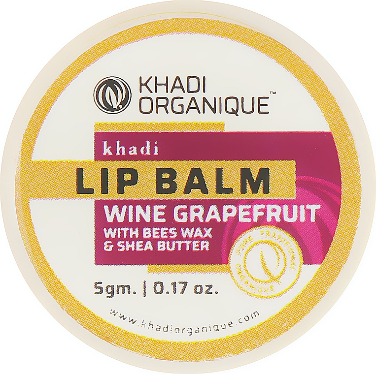 Natürlicher ayurvedischer Lippenbalsam mit Grapefruit, Bienenwachs und Honig - Khadi Organique Wine Grapefruit Lip Balm — Bild N1