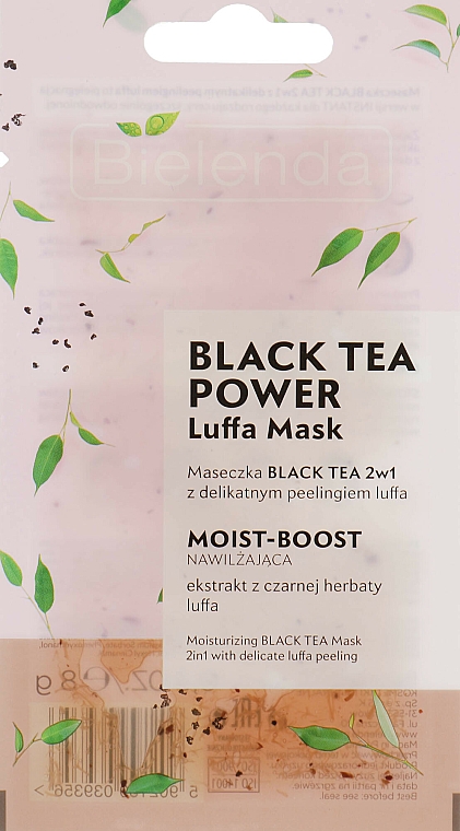 Feuchtigkeitsspendende Peelingmaske für das Gesicht mit schwarzem Tee und Luffa - Bielenda Black Tea Power Luffa Mask 2in1 — Bild N1