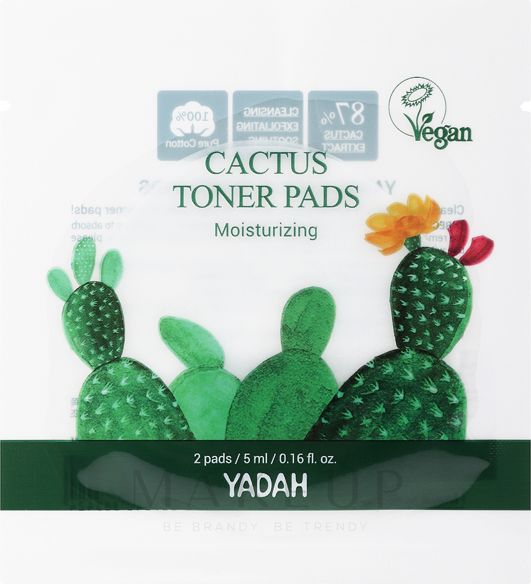 Feuchtigkeitsspendende exfolierende und reinigende Gesichtsmaske-Pads mit Kaktusextrakt - Yadah Cactus Toner Pads Moisturizing — Bild 2 St.