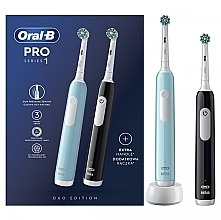 Elektrische Zahnbürste schwarz und blau 2 St. - Oral-B Pro 1 Duo Caribbean Blue/Black — Bild N1