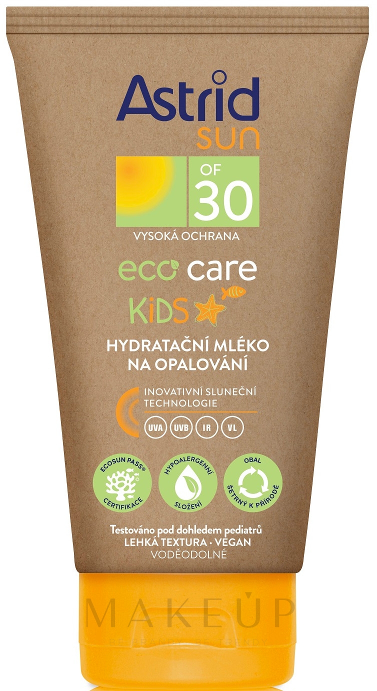 Feuchtigkeitsspendende Sonnenschutzmilch für Kinder - Astrid Sun Eco Care Kids SPF30 — Bild 150 ml