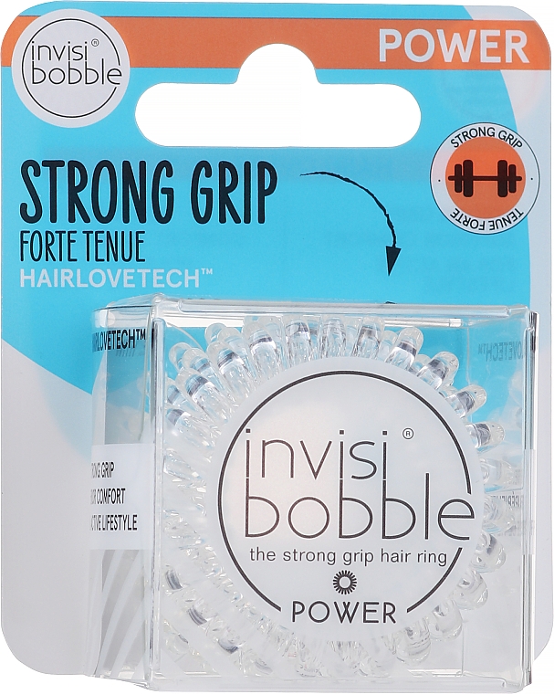 Haargummis "Power Crystal Clear" 3 St. - Invisibobble Power Hair Ring Crystal Clear — Bild N1