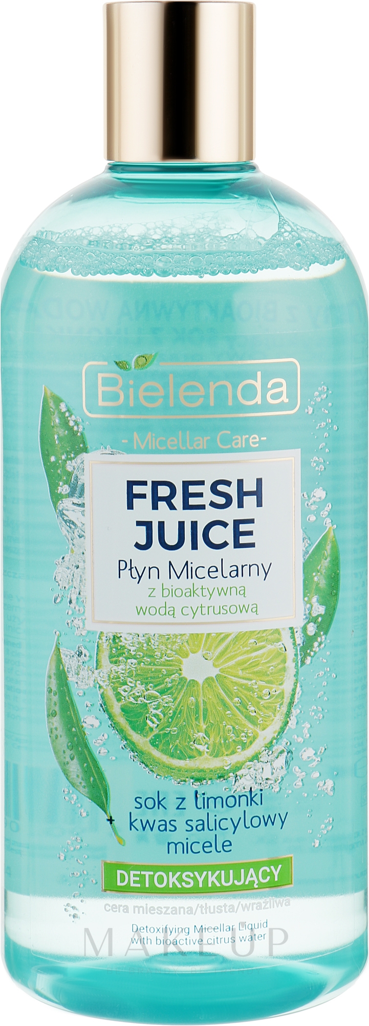 Entgiftendes Mizellenwasser für Gesicht mit Limette - Bielenda Fresh Juice Detoxifying Face Micellar Water Lime — Bild 500 ml
