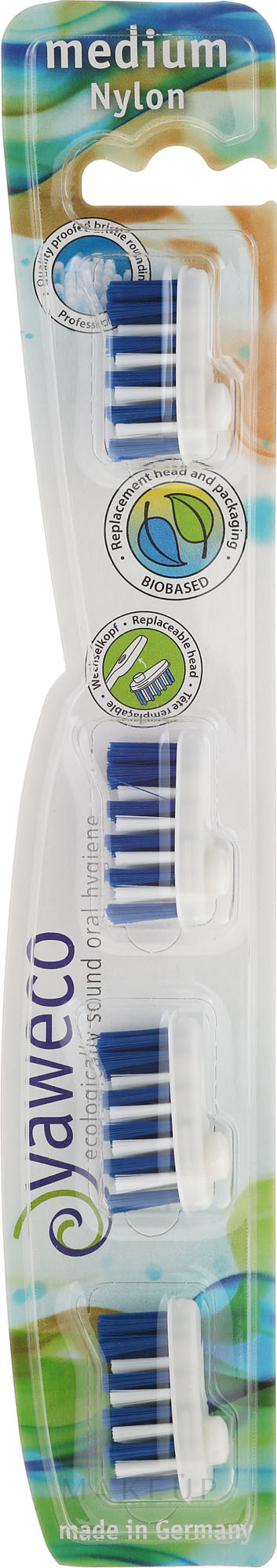 Austauschbare Zahnbürstenköpfe mittel 4 St. - Yaweco Toothbrush Heads Nylon Medium — Bild 4 St.